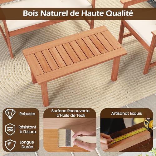 Table basse d’extérieur rectangulaire avec meuble d’appoint en bois de terrasse - 7