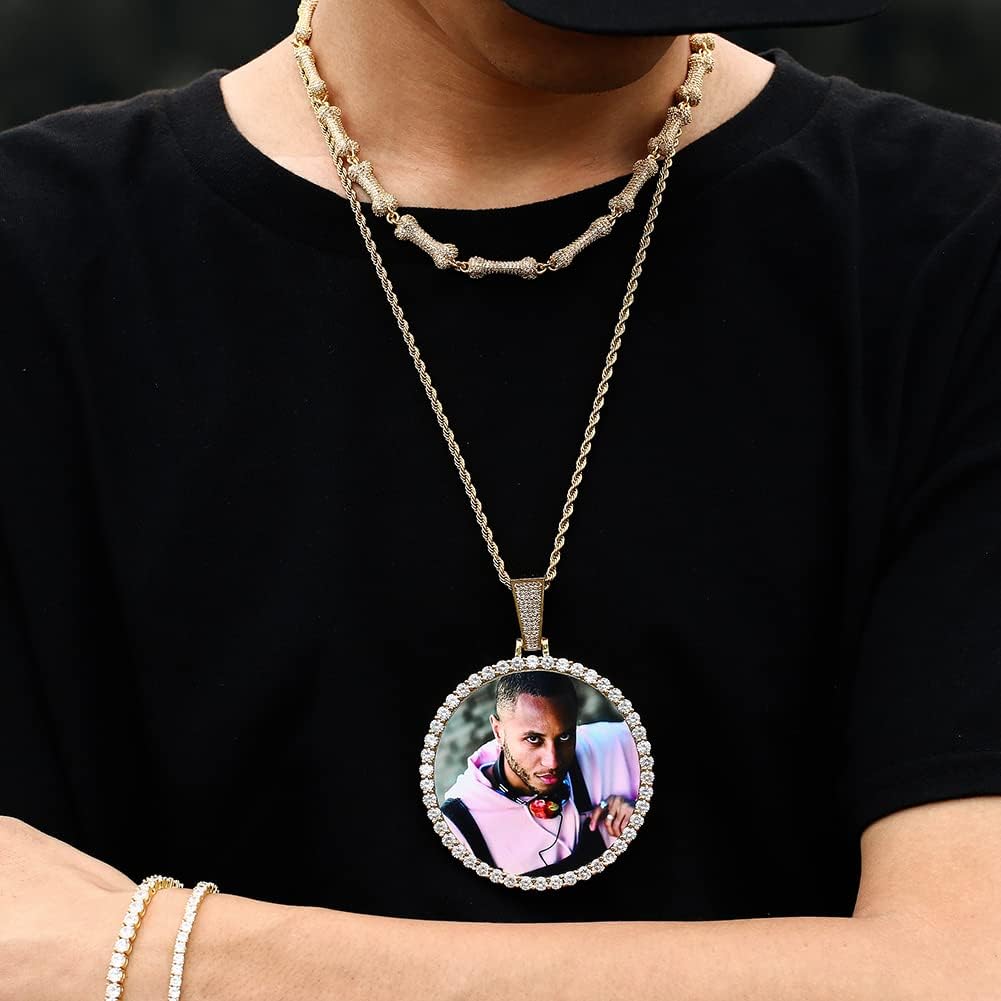 YIMERAIRE Oversized Large Custom Picture Necklace Pendant Personalized Photo Necklace Iced Out Necklce for Men - Image 4