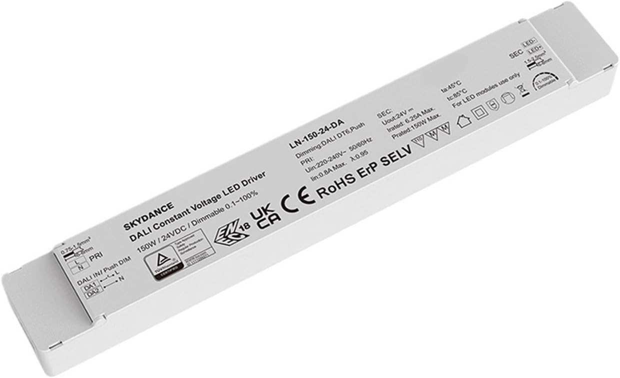 150W DALI Dimmable LED Driver Push Switch Dimming 24V DALI2 Dimmable Power Supply DT6 Dimming AC To DC Transformer For LED Light(150W 24V DALI Driver)