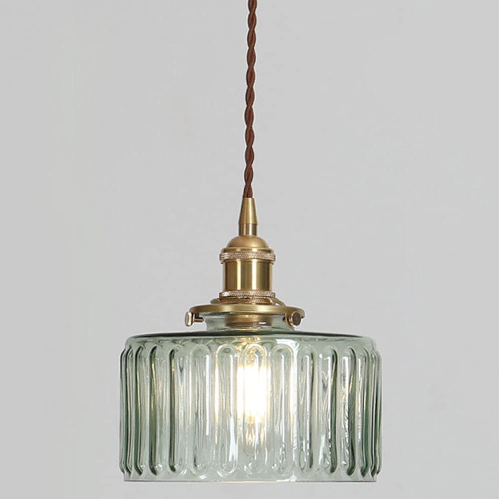 HXYSXHJUO Japanese Style Retro 1-Light Bedroom Pendant Lights Brass Lamp Holder Glass Lampshade Guest Hall Chandelier E26/E27 Base Adjustable Ceiling Restaurant Hanging