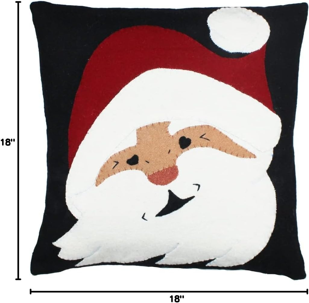 Jolly St Nick Black Pillow 18"x18"