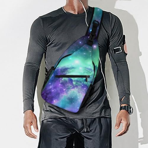 Mochila cruzada deportiva tipo sling Galaxy blanca unisex miniatura 7
