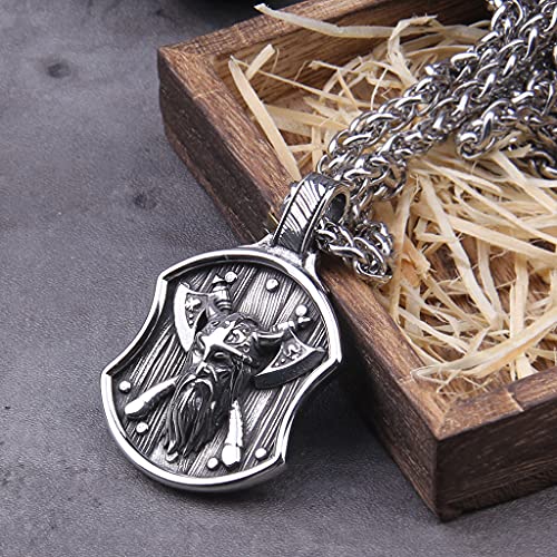 Bijoux scandinaves collier hache de viking homme chaîne acier 24 pouces