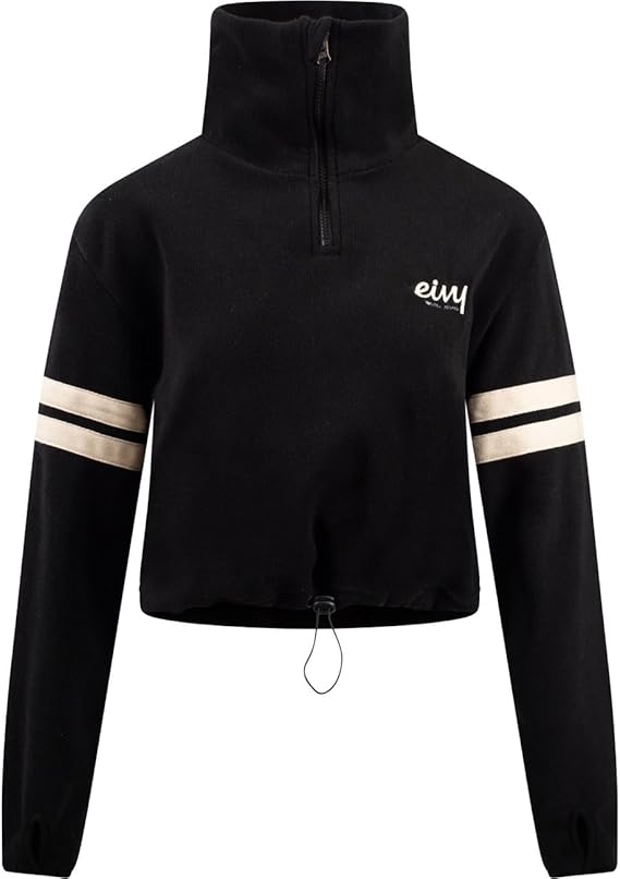 Eivy Women's Peg Zip Cropped Fleece Short Sweater, Black, L