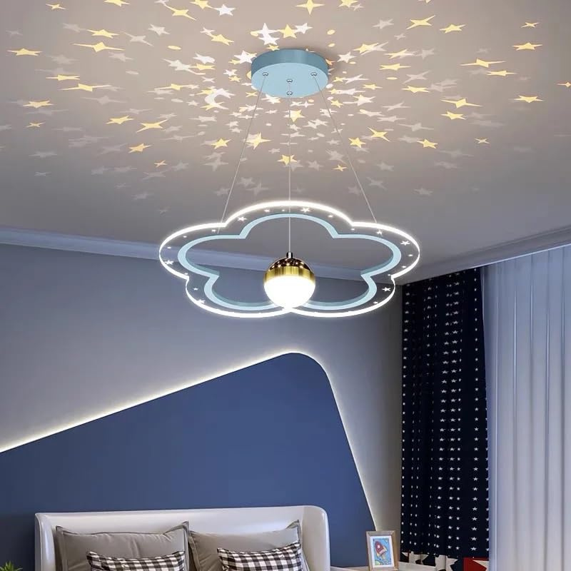 Luminaires décor salon fleur bleue LED haut de gamme 40cm