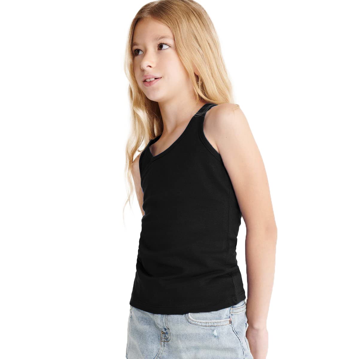 KINKIES Camiseta Tirantes para niñas Deportistas - Camiseta Interior elástica Entallada Espalda Estilo nadadora, cómoda, Lisa y Suave