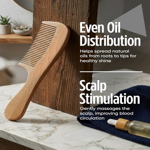 Image of GITGRNTH Natural Neem Wood Comb Set of 2 for Women & Men, Handcrafted Anti Static Wooden Hair Comb for Hair Detangling, Eco Friendly Fine Neem Wood Comb for Frizz Control & Hair Breakage Prevention