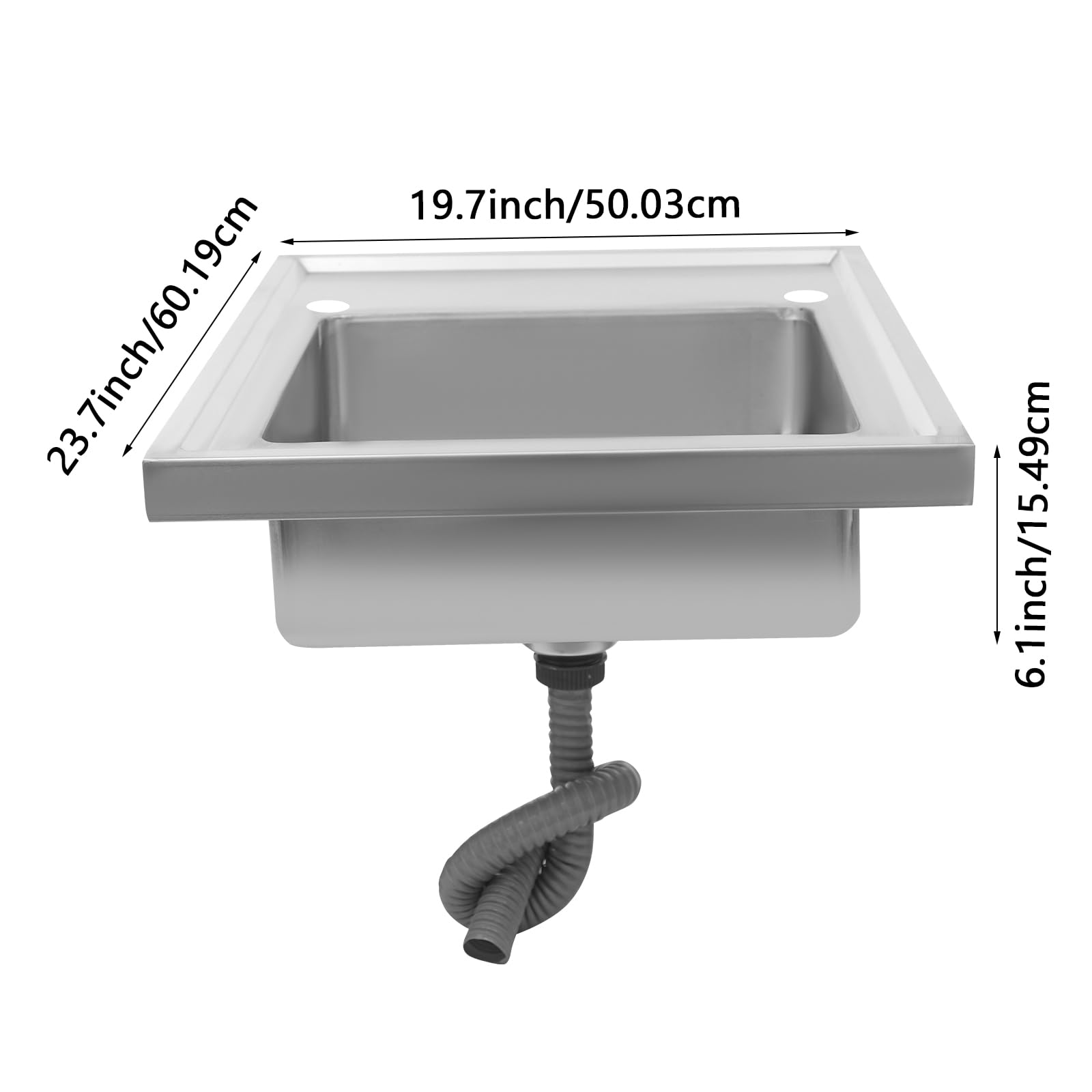 OUKANING Fregadero de acero inoxidable con escurridor, fregadero de acero inoxidable 201, fregadero de cocina empotrable con drenaje rápido y alta capacidad de carga de hasta 300 kg, para uso