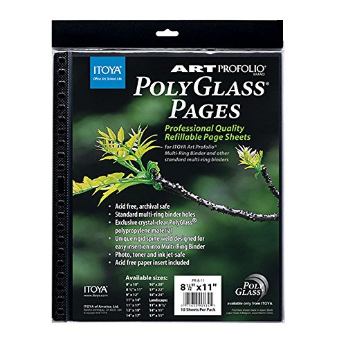 ProFolio by Itoya, Art ProFolio PolyGlass, 10-Pack Multi-Ring Binder Refill Pages - Landscape, 11 x 8.5 Inches