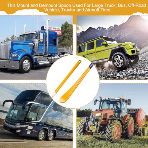 Image of 2PCS Tire Bar,33220 Mt and Demount Spoon Tire Tools, 30 in,11 /16 in,Yellow