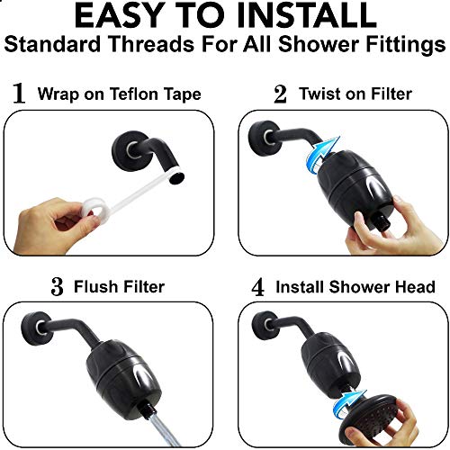 Pressure Boosting Showerhead + Filter + Arm - Small Water Saving Shower Head With High Output Filter To Remove Chlorine + 6 Inch Stainless Steel Shower Arm And Flange, 1.8 Gpm - Oil-Rubbed Bronze #TOP7