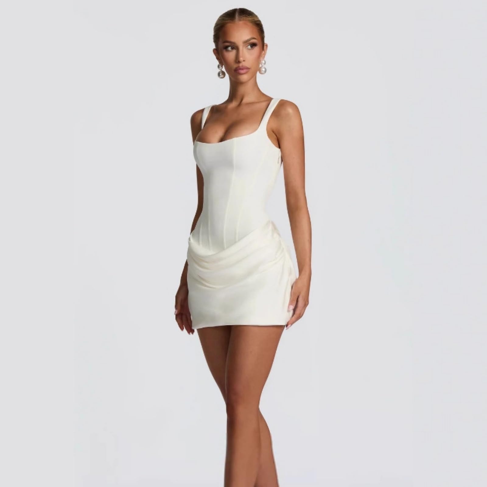 Abito da donna in raso con spalline sottili per ritorno a casa, aderente, corto, corsetto da ballo, mini abito da cocktail da donna per adolescenti