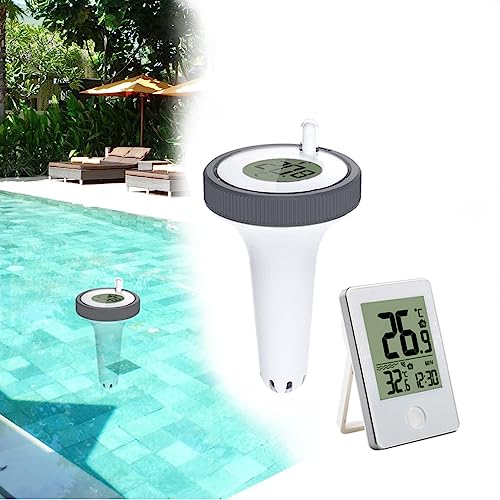 GAESHOW Termómetros Piscinas Digital LCD, Termómetro Flotante para Piscina, Alcance Hasta 60m, Termómetro Digital para Piscinas Interior y Exterior, Acuario, Spa