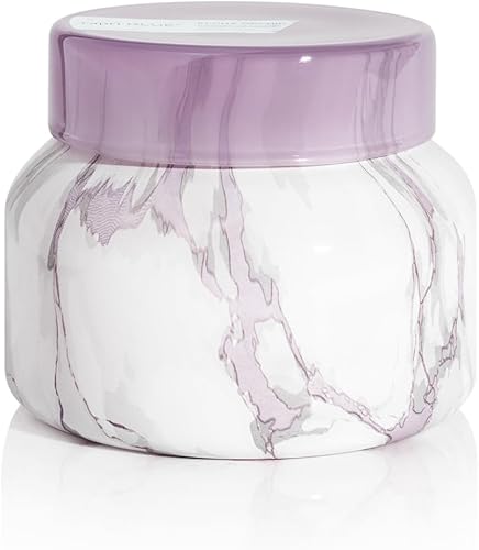 Miniatura 10 de Capri Blue Aloha Orchid Candle - Tarro moderno de mármol característico - Portavelas de vidrio con tapa de vidrio - Vela de aromaterapia de lujo -