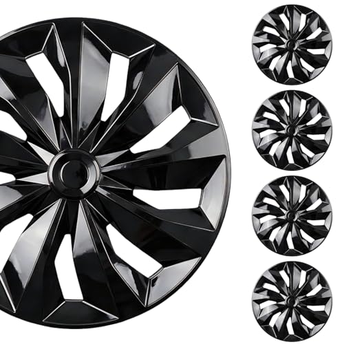 Image of Hubcap Wheel Cover Replacement R17 Hub Caps Universal-Fit Steel Wheel Rim Cover ABS Material Exterior Accessories for Most Car Truck SUV -Set of 4(17-inch,Black)