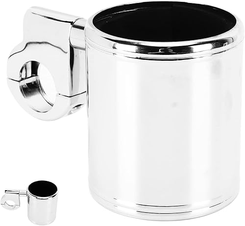Miniatura 6 de Portavasos universal ajustable cromado para manillar de motocicleta, compatible con empuñaduras de ATV de 0.866-1.260 in, soporte para botella de