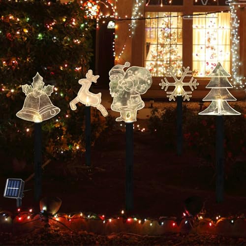 Shinybox Solar Weihnachten Gartenleuchten, 5 Stück Glocken, Elch,...