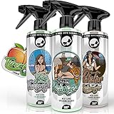 Nuke Guys Auto Innenreiniger Bundle - für Cockpit, Polster, Leder, Alcantara, Kunststoff & Glas - Innenreiniger 500ml + Polsterreiniger 500ml + Glasreiniger 500ml + Duftanhänger Pfirsich Geruch