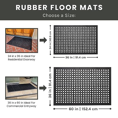Envelor 2-Pack Anti Fatigue Rubber Floor Mat - Non-Slip Restaurant/Bar Drainage Mat & Doormat - 36 x 60 Inches