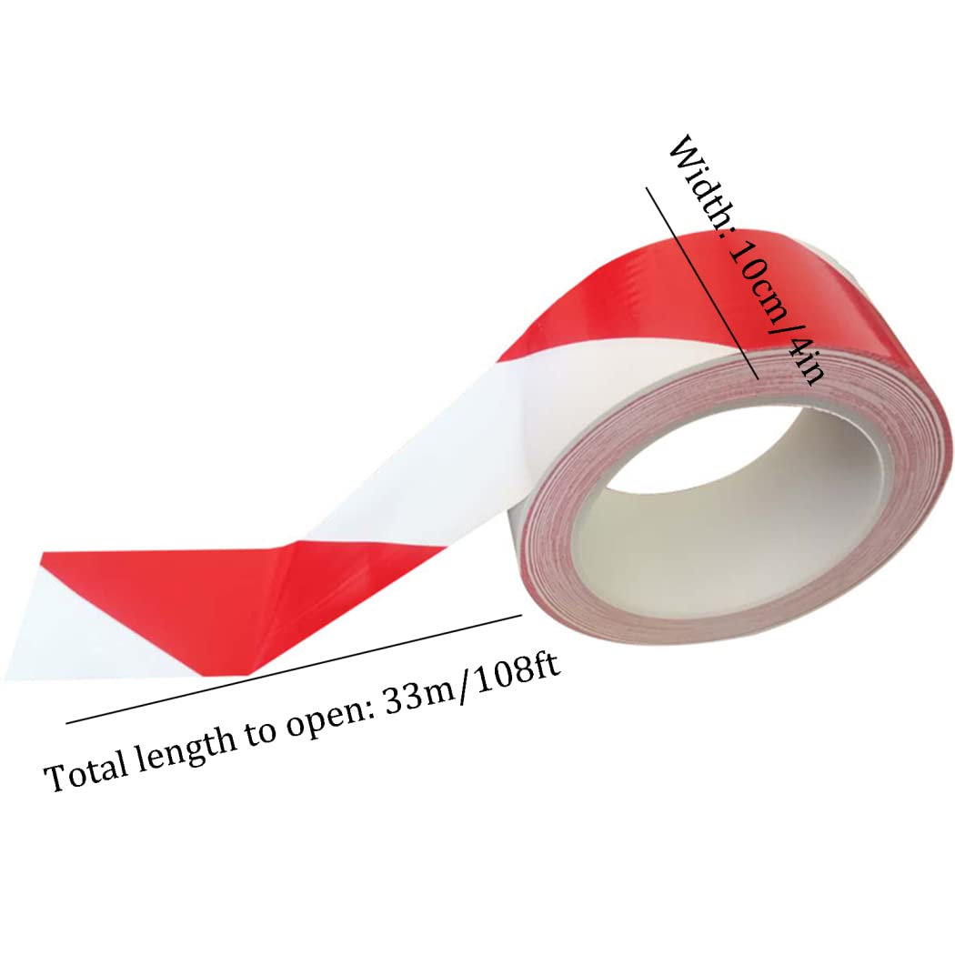 Cinta de señalización para suelos, Cinta de barrera seguridad 10 cm x 33 m Adhesivo PVC Multicolor Advertencia peligro Distanciamiento social(White)
