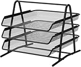 Dokumentenablage aus Metall 3 Fächer Schwarz. Briefablage für A4 Dokument, Mesh Design, Schreibtischablage, Aktenschränke, Computertisch, Schubladenorganisator 2 Dokumentenablagen