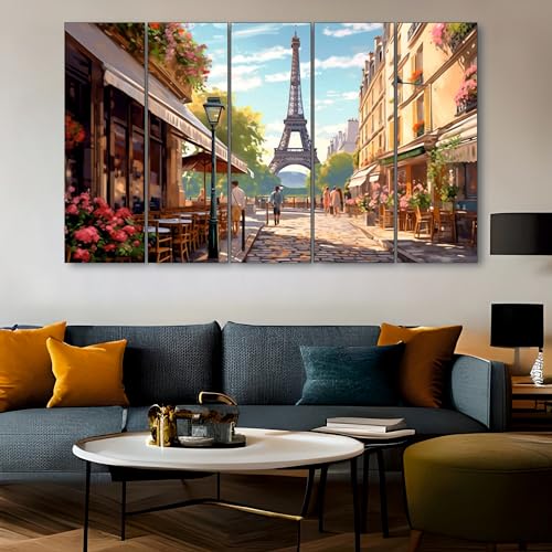 Image of The Castle Decor Eiffel Tower Painting With Frame 5 Big Size (36x60) wall Art for Living Room,bedroom,drawing Room,hotels-wooden Framed-digital Painting
