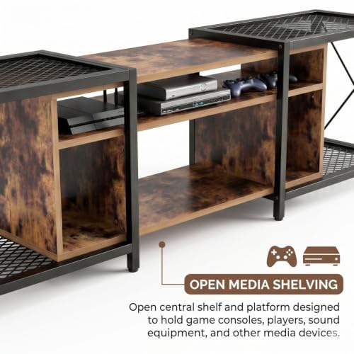 Image of FFO Flexi Convertible TV Unit for Living Room | Adjustable TV Stand 47 /55 /63 /71 Inches (120 /140 /160 /180 cm) | Wooden TV Cabinet with Metal Frame, Open Storage Shelves & Media Console for Bedroom,DIY.