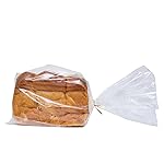 Wowfit Bread Poly Bags, Pack of 100 Entirely Transparent Clear Bakery Storage for Handmade Loaf Packaging, Includes 100 Gold Twist Ties
