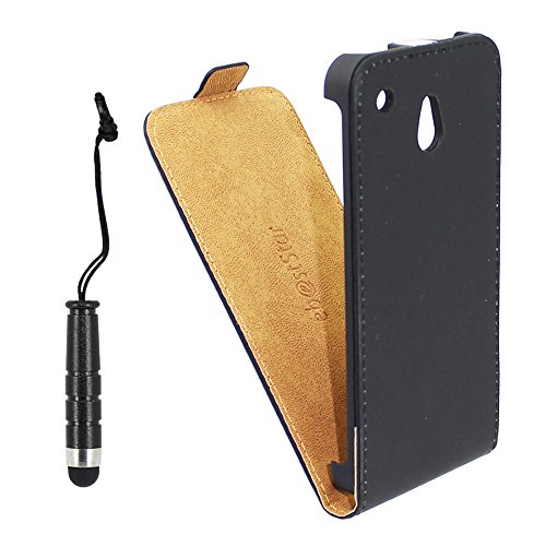 ebestStar - Coque Compatible avec HTC One Mini Etui Housse PU Cuir Rabat Ultra Fin (Ultra Slim Case) + Mini Stylet, Noir [Appareil: 132 x 63.2 x 9.3mm, 4.3'']