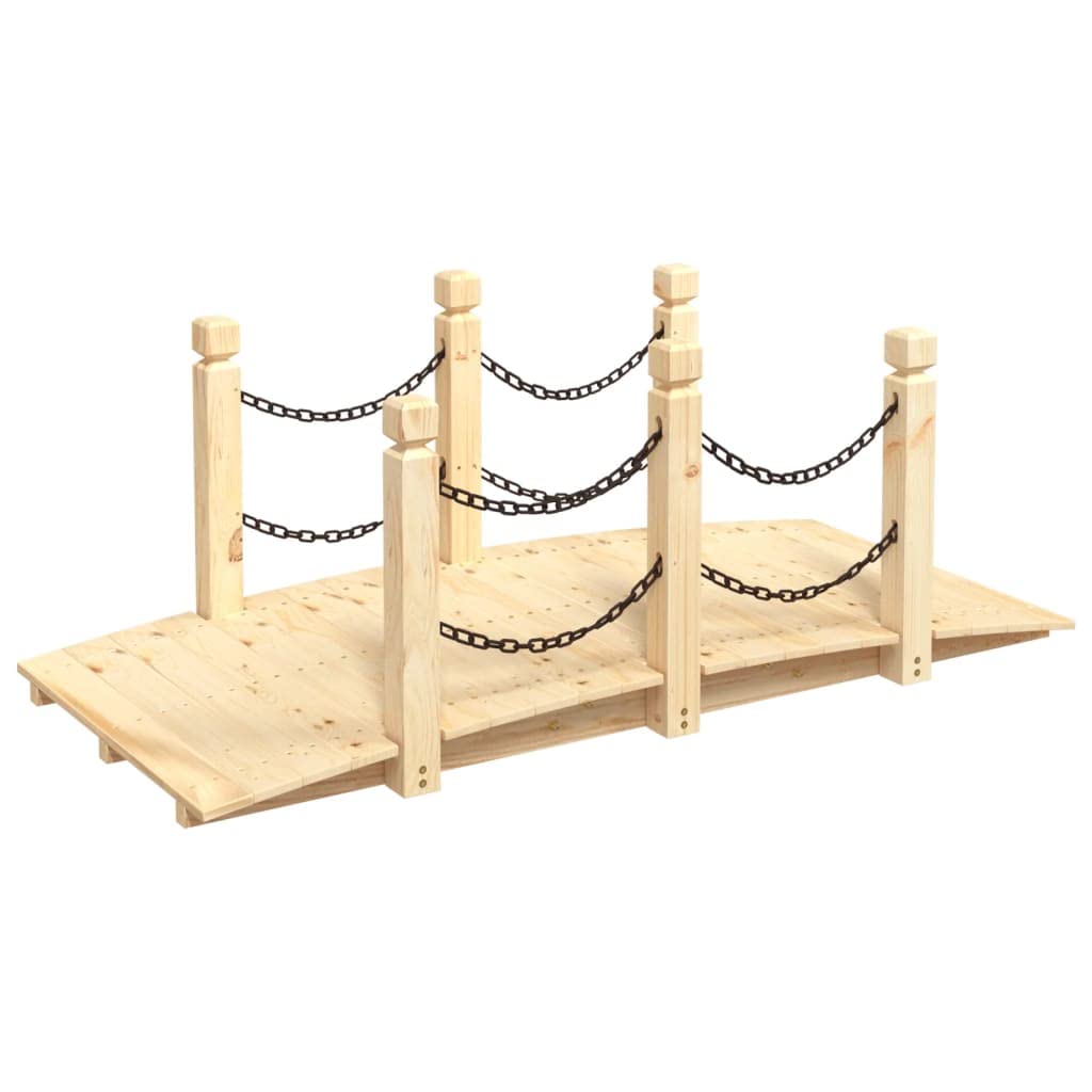 Vidaxl (Light Brown, With Chain Railings) Garden Bridge Ornament Pond Bridge With Railings Solid Wood Spruce