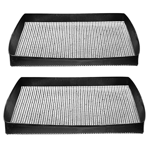 Kamehame Paquete de 2 bandejas de malla antiadherentes para asar y hornear, alfombrillas negras resistentes al calor para barbacoa al aire libre, cesta crujiente, malla de parrilla de carne y verduras