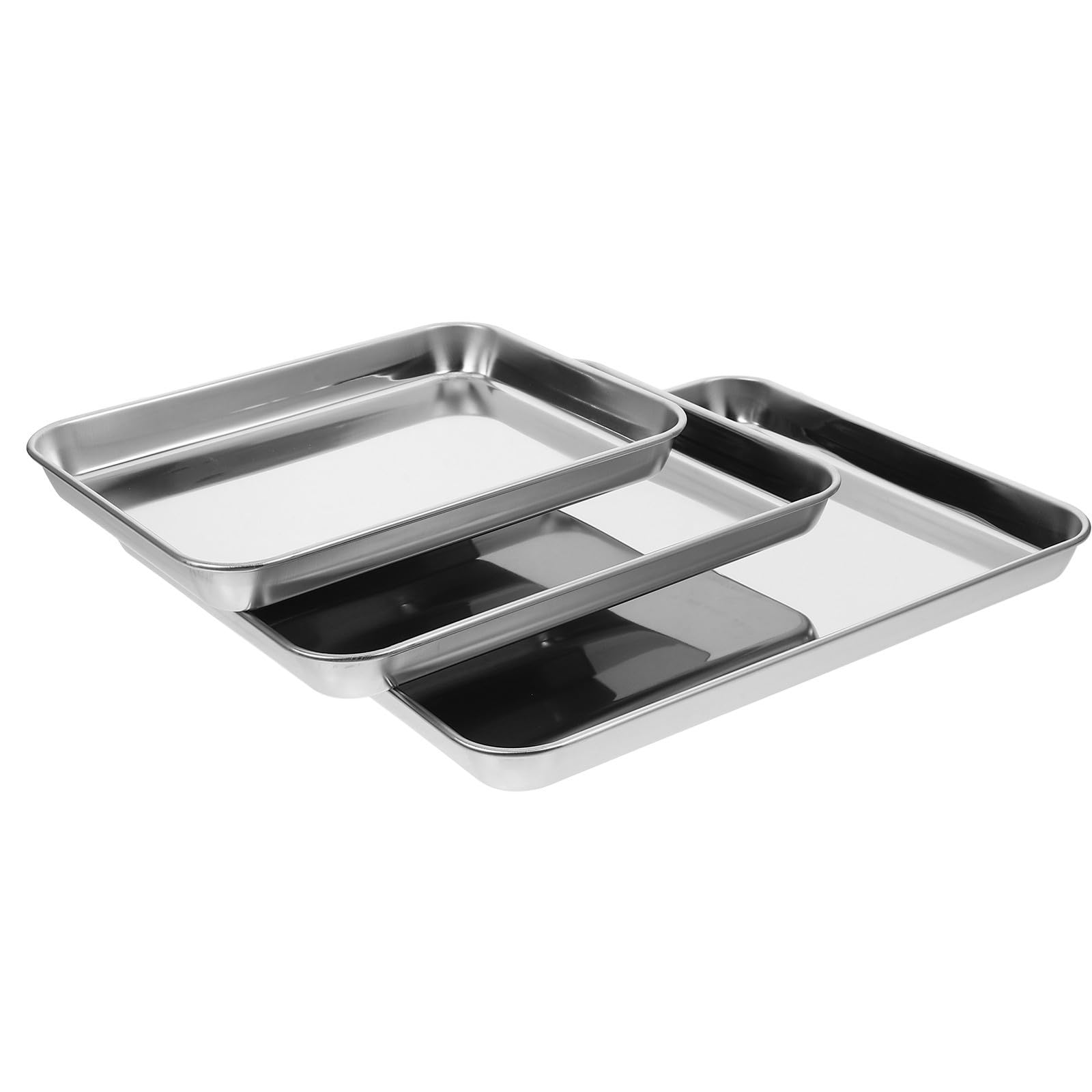 Adorainbow Lot de 3 Plaques à Pâtisserie Rectangulaires en Acier Inoxydable 430, Antiadhésives et Faciles à Nettoyer, pour Repas en Plein Air et Fête Gourmande