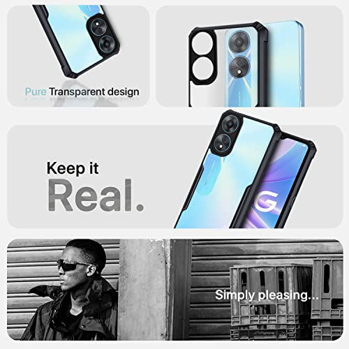 Image of Pikkme Oppo A78 5G Back Cover | Crystal Clear Transparent Back | Ultra Hyrbid | Full Camera Protection | Raised Edge | Bumper Back Case for Oppo A78 5G (Plastic, Black)