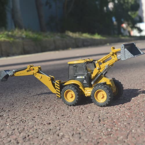 Image of Ailejia Kid Die-Cast Backhoe Loader Excavator Truck Toys Heavy Duty Wheeled 1 /50 Metal Engineering Vehicle Construction Tractor Model Toy For Boys (Backhoe)