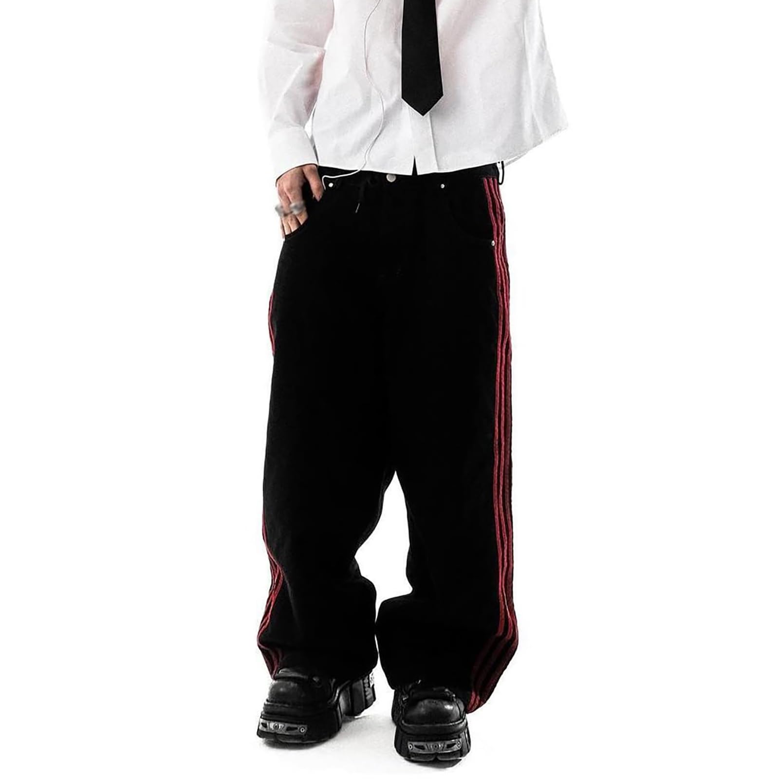 Damskie Baggy Hip Hop Jeansy Niski Stan Szerokie Nogawki Jeansowe Paski Vintage Y2K Styl Oversized Luźne Jeansy dla Pań Casual Streetwear Sprane Jeansy