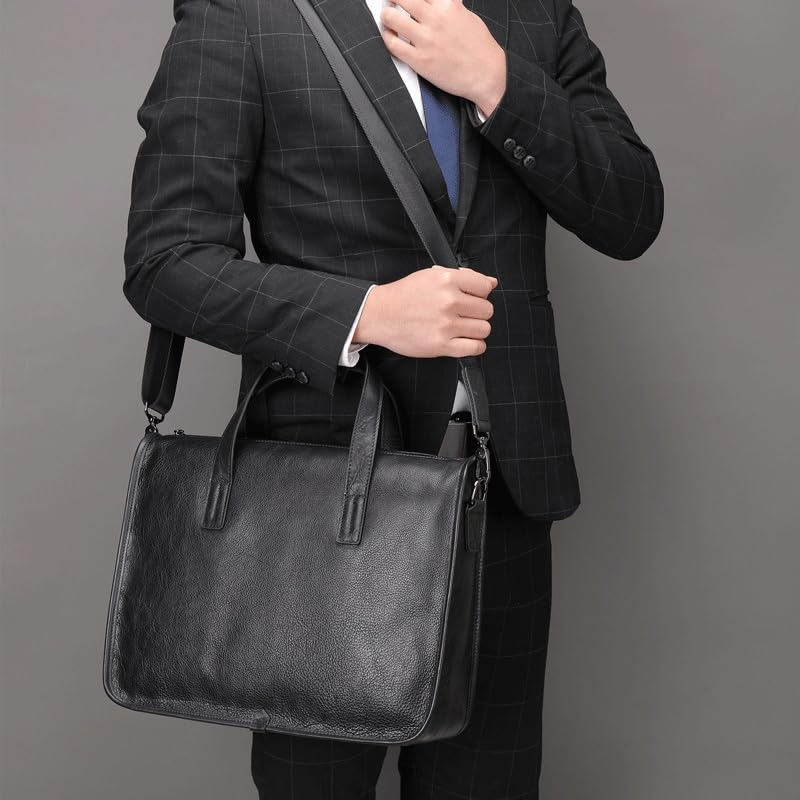 Briefcase Horizontal Large Capacity Business Cowhide Handbag Computer Bag Business Bag(D)2