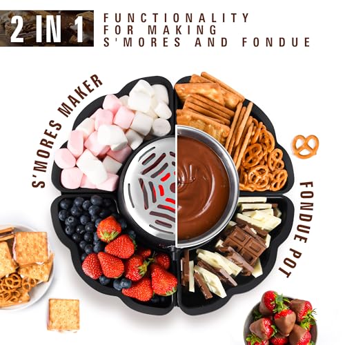 image for ICRINA 2 In 1 Smores Maker & Fondue Set, Tabletop Indoor Smores Kit, M