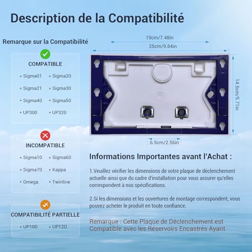 Chasse d'eau WC suspendu double rinçage plaque de commande noire - 7