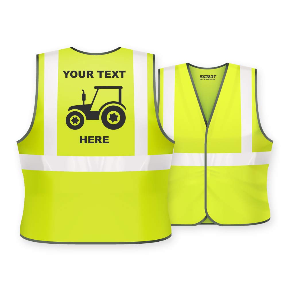 Expert Workwear Personalised Hi Vis Kids Vest Trainee Tractor Driver Childrens Safety Jacket Printed
