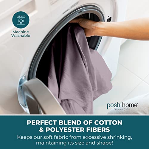 Posh Home Twin Size Jersey Knit Sheet Set, 3-Piece - Soft & Breathable All-Season Cotton Blend with Deep Pockets - Flat Sheet, Fitted Sheet & 1 Pillowcase - Lilac Haze by Posh Home - Used condition - Image 5