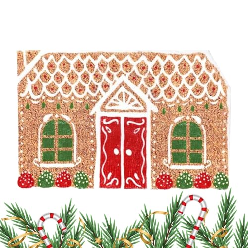 クリスマス エントリー マット - エントランス ラグ 室内用 - ジンジャーブレッド ハウス ドア マット | 寝室、シャワー床、キッチン、ポーチ、屋内、バスルーム、エントリー、ホーム用