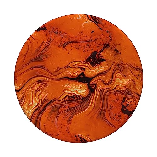 Abstract Orange Pattern #035 PopSockets Swappable PopGrip, Black - Image 3