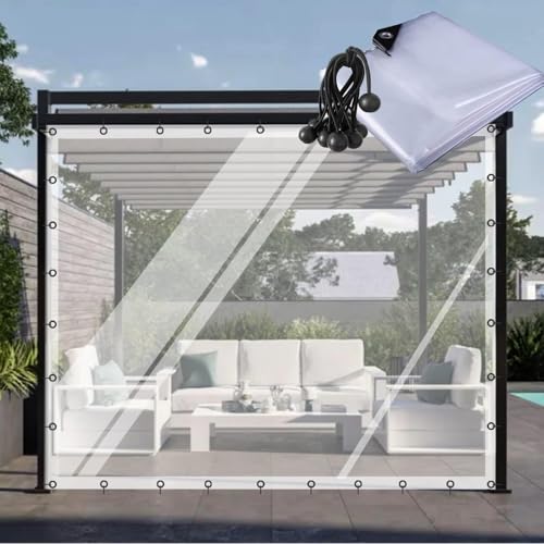 Cortinas De Pérgola Transparentes Paneles Laterales Impermeables Cubierta Protectora For Exteriores Plantas Hoja A Prueba De Polvo Lona Resistente Con Ojales Pantalla De Partición De Plástico For Pati