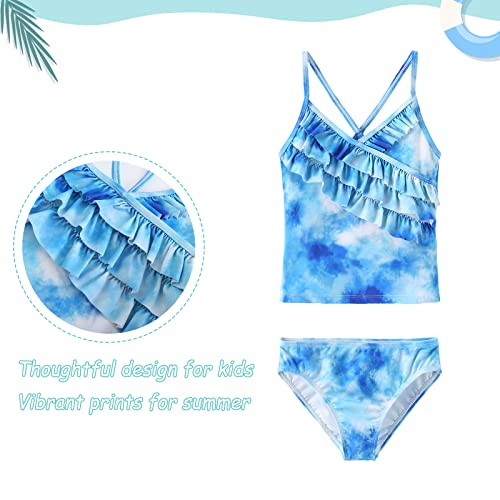 Girls Tankini Swimsuits Two Piece Bathing Suit Hawaiian Tie Dye Swimwear Set for Girls 3-16 Years3
