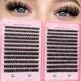 Manga Lash Clusters, 640 Pcs Eyelash Clusters Individual Lash Extension Kit D Curl Fluffy Wispy False Eyelashes Extensions Thin Band (80D+100D)