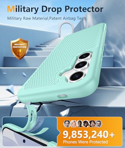 Image of FNTCASE for Samsung Galaxy S24 Case: Dual Layer Heavy Duty Cell Phone Protective Cover Shockproof Rugged with Non-Slip Textured - Military Drop Protection Bumper Tough - 2024, 6.2inch Mint Green