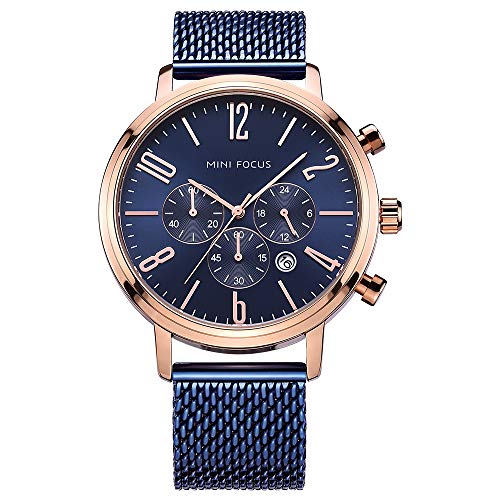Relojes para Hombres, Mini Focus Analógico de Cuarzo Reloj Impermeable Deportivo cronógrafo Correa de Cuero Fecha Cover