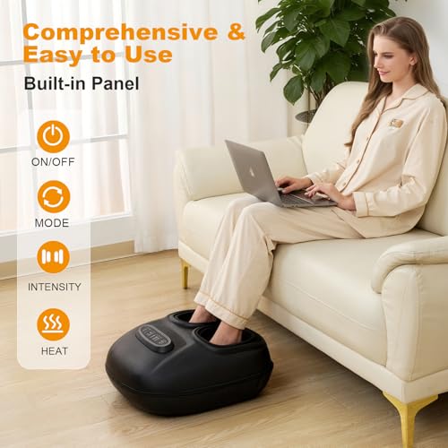 Image of LINGTENG Foot Massager, Heated Foot Massager (Maroon Red) | Built-In Heating Function, One Touch Operation, Compact Design, Holiday Gift for Parents Couples, Under Desk, Sizes Up to 13 inch
