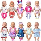 ebuddy 10 Set Puppenkleider Zubehör für 43cm / 17 Zoll Neugeborene Babypuppen Dazu gehört EIN Jeanskleid Bikini Outfit (Keine Puppe)