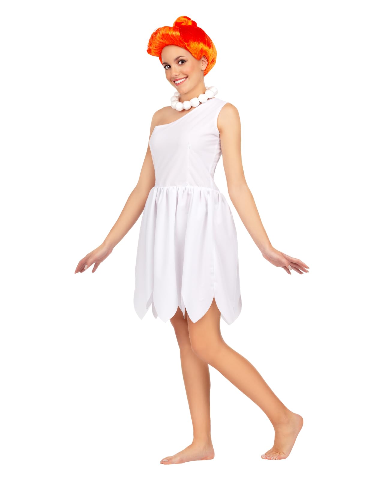 Funidelia Disfraz Oficial de Vilma Picapiedra para Mujer con vestido, peluca y collar, Traje de Los Picapiedra para Adulto Cavernícolas, Disfraces de Carnaval, Halloween y Fiestas – Talla M